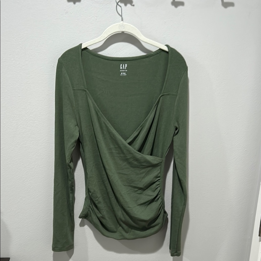 GAP Women's Green Wrap Top